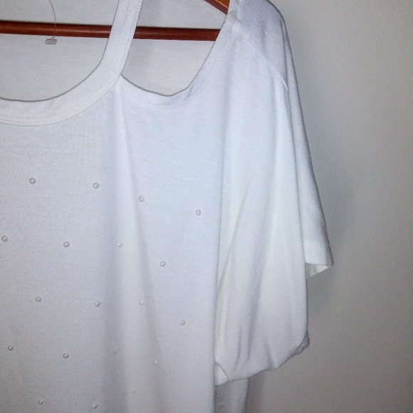 Nanette Lapore White And Pearls Cold Shoulder Blouse Size Large - Picture 5 of 6